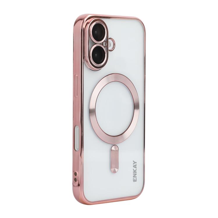 Funda para teléfono ENKAY Hat-Prince MagSafe de TPU transparente con revestimiento electrochapado y resistente a los golpes, For iPhone 16 Plus, For iPhone 16