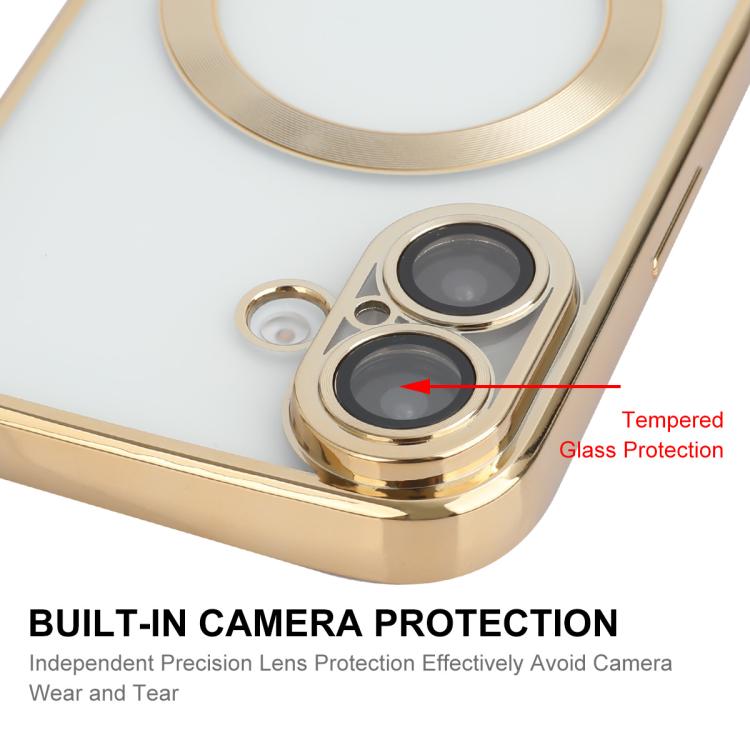 Funda para teléfono ENKAY Hat-Prince MagSafe de TPU transparente con revestimiento electrochapado y resistente a los golpes, For iPhone 16 Plus, For iPhone 16