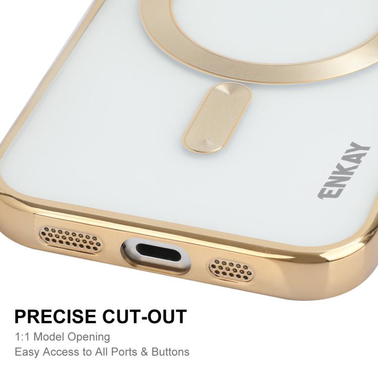 Funda para teléfono ENKAY Hat-Prince MagSafe de TPU transparente con revestimiento electrochapado y resistente a los golpes, For iPhone 16 Plus, For iPhone 16