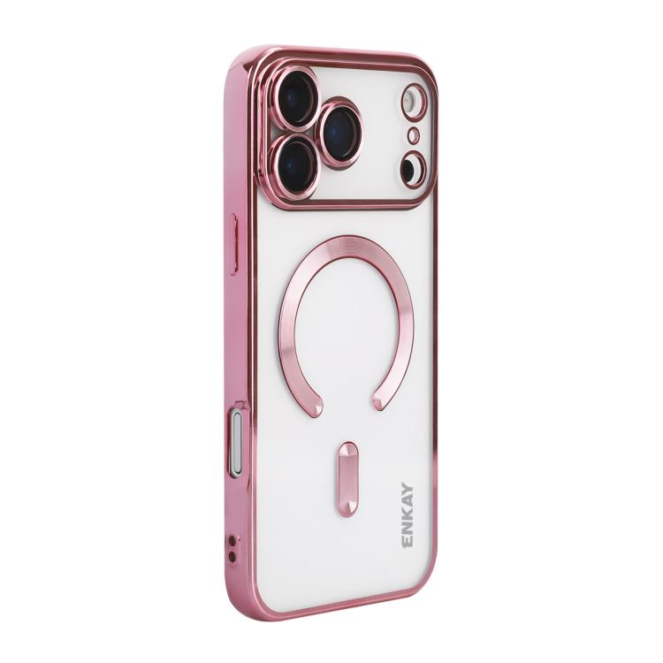 Funda para teléfono ENKAY Hat-Prince MagSafe de TPU transparente con revestimiento electrochapado y resistente a los golpes, For iPhone 17 Pro Max, For iPhone 17 Pro, For iPhone 17, For iPhone Air, For iPhone 16 Pro Max, For iPhone 16 Pro
