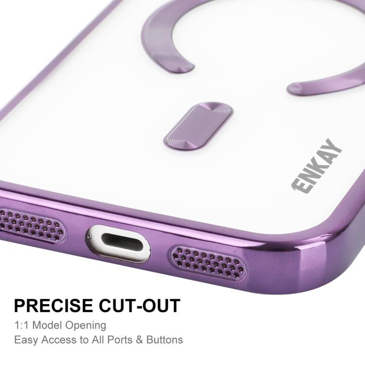 Funda para teléfono ENKAY Hat-Prince MagSafe de TPU transparente con revestimiento electrochapado y resistente a los golpes, For iPhone 17 Pro Max, For iPhone 17 Pro, For iPhone 17, For iPhone Air, For iPhone 16 Pro Max, For iPhone 16 Pro