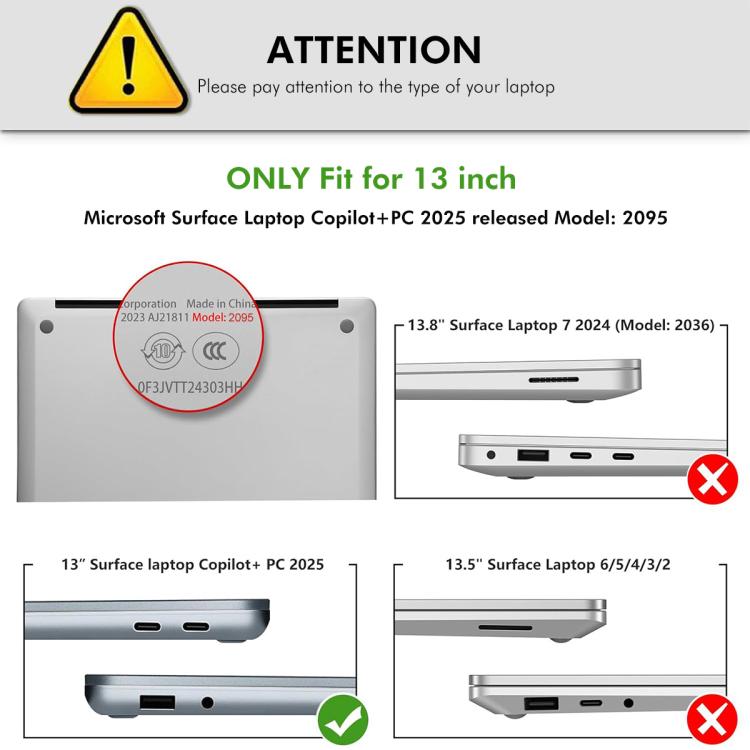Funda protectora rígida mate para sombrero de príncipe ENKAY, For Microsoft Surface Laptop 13 (2095), For Microsoft Surface Laptop 5/4/3 1873/1953/1979, For Microsoft Surface Laptop 7 13.8 (2036), For Microsoft Surface Laptop 15 (2037)
