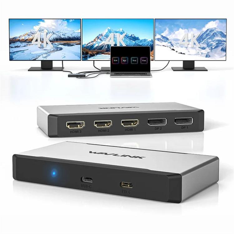 Adaptador concentrador PD WAVLINK UG7701 compatible con 4K 60Hz 100W, USB-C a HD/DisplayPort, estación de acoplamiento, UG7701