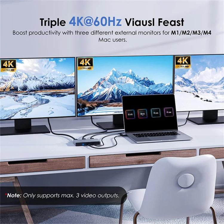 Adaptador concentrador PD WAVLINK UG7701 compatible con 4K 60Hz 100W, USB-C a HD/DisplayPort, estación de acoplamiento, UG7701