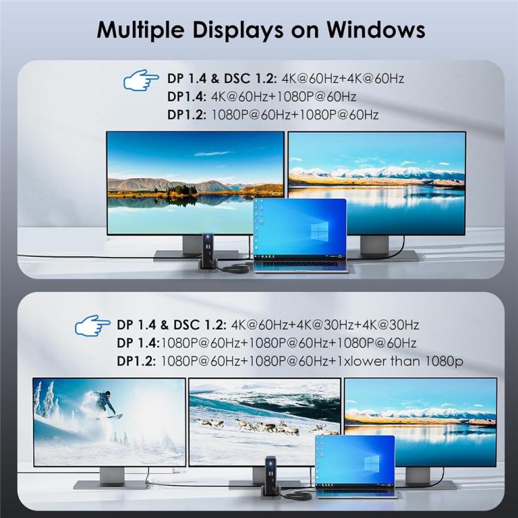 Adaptador WAVLINK UMD27PRO 8K 30Hz / 4K 144Hz 140W PD HUB, US Plug, EU Plug, UK Plug, AU Plug