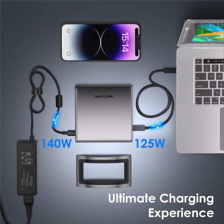 Estación de acoplamiento WAVLINK UMD27PRO compatible con 8K 30Hz y 4K 144Hz, 140W HUB, US Plug, EU Plug, UK Plug, AU Plug