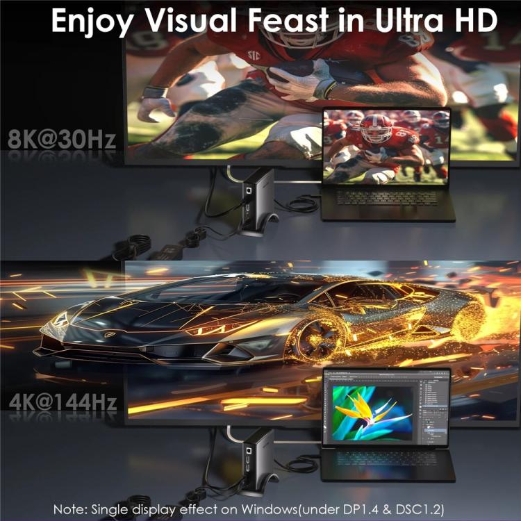 Estación de acoplamiento WAVLINK UMD27PRO compatible con 8K 30Hz y 4K 144Hz, 140W HUB, US Plug, EU Plug, UK Plug, AU Plug