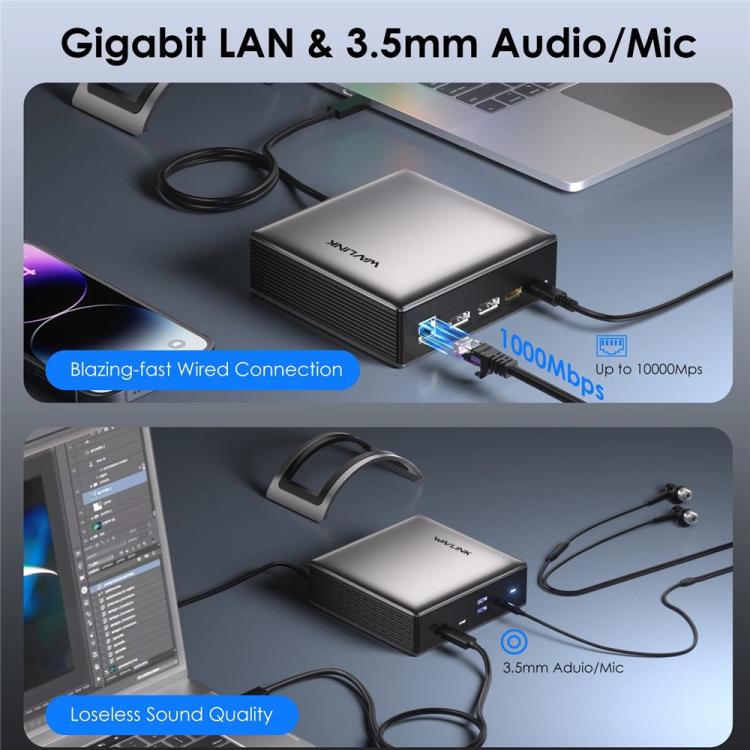 Estación de acoplamiento WAVLINK UMD27PRO compatible con 8K 30Hz y 4K 144Hz, 140W HUB, US Plug, EU Plug, UK Plug, AU Plug