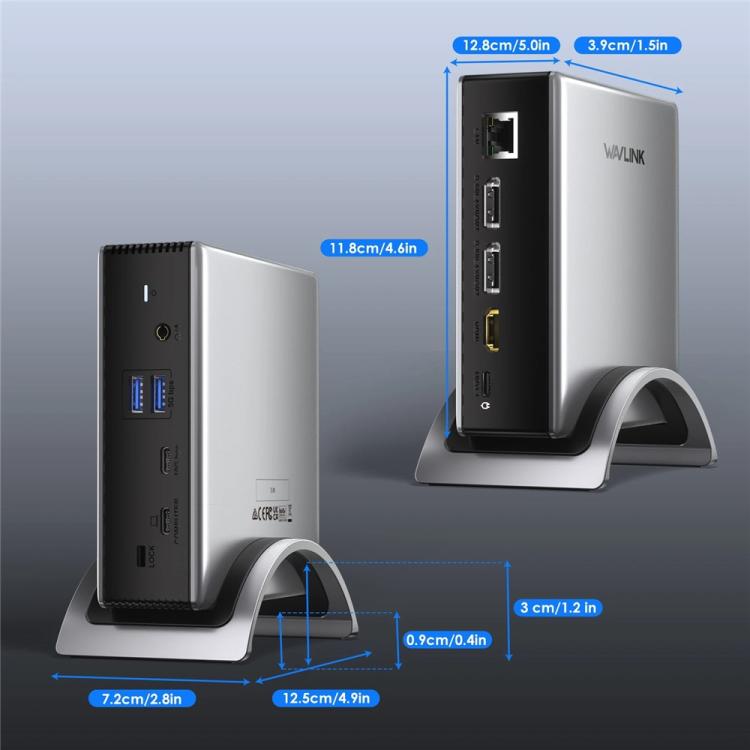 Estación de acoplamiento WAVLINK UMD27PRO compatible con 8K 30Hz y 4K 144Hz, 140W HUB, US Plug, EU Plug, UK Plug, AU Plug