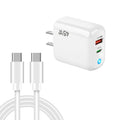 Cargador TE-PD45 GaN de 45 W PD3.0 / Tipo-C + USB 3.0 con cable de datos Tipo-C a Tipo-C, enchufe estadounidense.