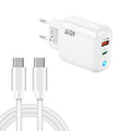 Cargador TE-PD45 GaN de 45 W PD3.0 / Tipo-C + USB 3.0 con cable de datos Tipo-C a Tipo-C, enchufe europeo.