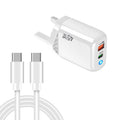 Cargador TE-PD45 GaN de 45 W PD3.0 / Tipo-C + USB 3.0 con cable de datos Tipo-C a Tipo-C, enchufe británico.