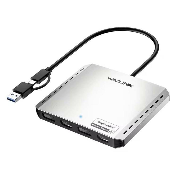 Adaptador de pantalla WAVLINK UG7501DH de 85 W con carga ascendente, convertidor 2DP + 2HD y 4K/8K, UG7501DH