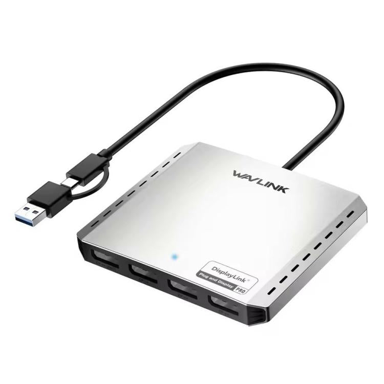 Adaptador convertidor WAVLINK UG7501D de 85 W con carga ascendente y 4 puertos DisplayPort para pantallas 4K/8K, UG7501D