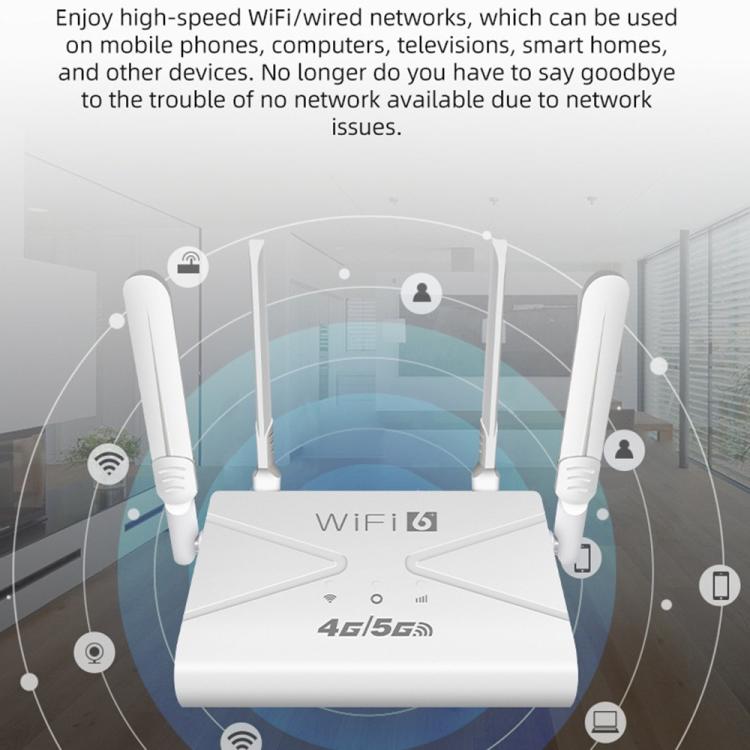 Router WiFi 6 para uso doméstico CPF907-L, versión americana, con 4 antenas, un puerto WAN y conectividad 4G LTE., US Plug, EU Plug