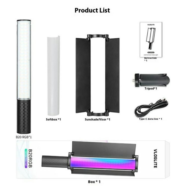 Luz de relleno LED magnética VLOGLITE B20RGB, portátil, 20 modos, RGB, para fotografía., B20RGB