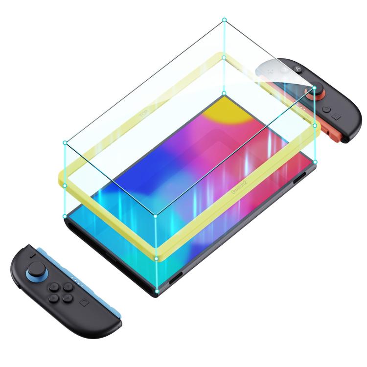 Juego de 2 protectores de pantalla de vidrio templado para consola de videojuegos + marco de alineación., For Nintendo Switch 2