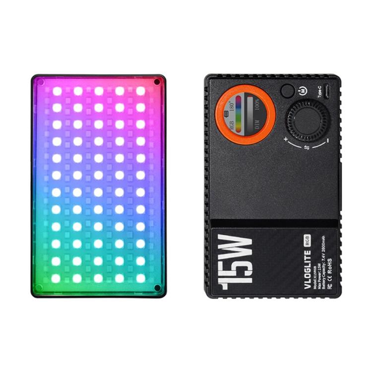 Lámpara de estudio fotográfico VLOGLITE K15RGB de 15 W con luz de relleno a todo color y luz LED RGB para vídeo., K15RGB