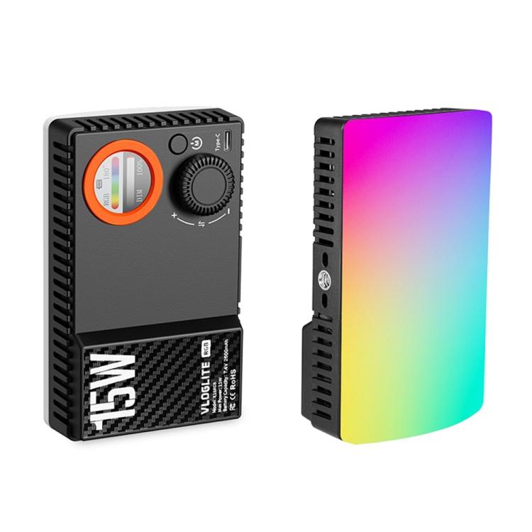 Lámpara de estudio fotográfico VLOGLITE K15RGB de 15 W con luz de relleno a todo color y luz LED RGB para vídeo., K15RGB