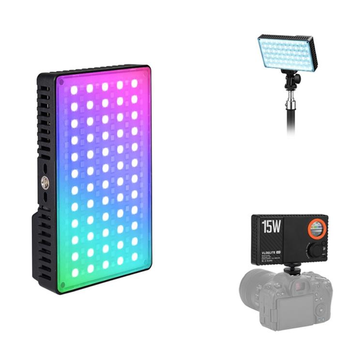 Lámpara de estudio fotográfico VLOGLITE K15RGB de 15 W con luz de relleno a todo color y luz LED RGB para vídeo., K15RGB