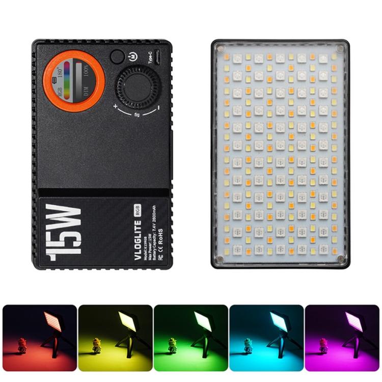 Lámpara de estudio fotográfico VLOGLITE K15RGB de 15 W con luz de relleno a todo color y luz LED RGB para vídeo., K15RGB