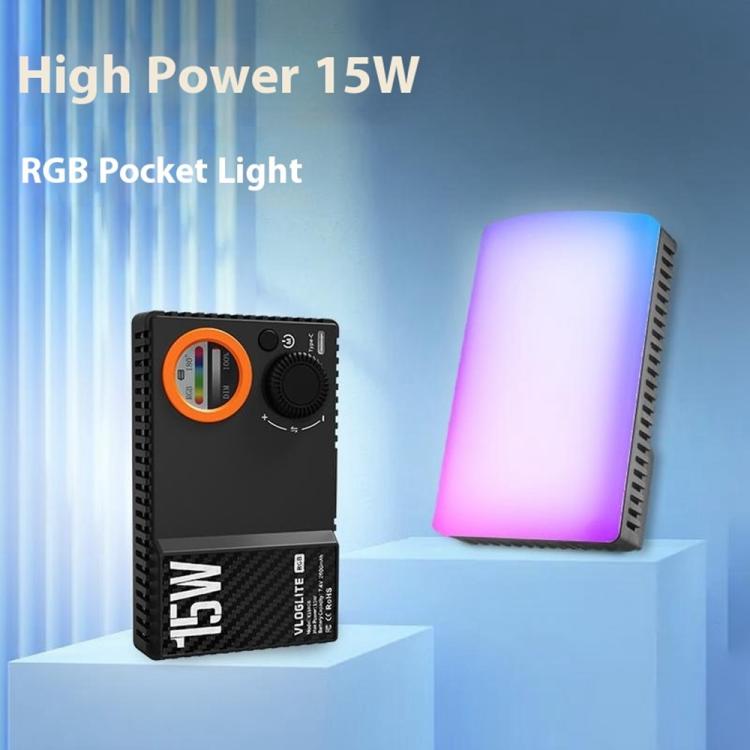 Lámpara de estudio fotográfico VLOGLITE K15RGB de 15 W con luz de relleno a todo color y luz LED RGB para vídeo., K15RGB