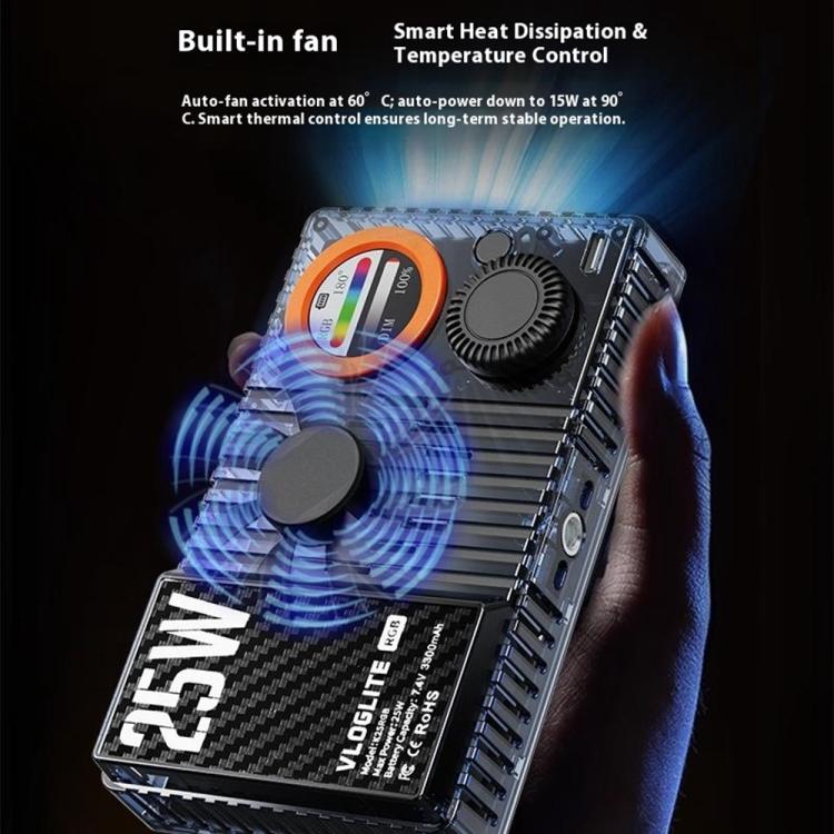 Luz de relleno RGB de alta potencia VLOGLITE K25RGB para fotografía y vídeo de cámara, 25 W., K25RGB