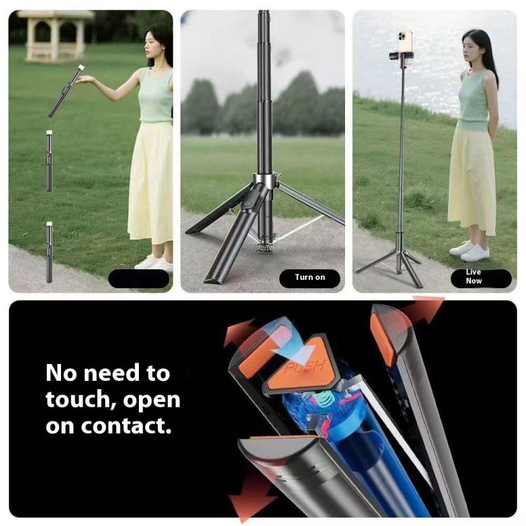 Trípode para selfies portátil con luz de belleza RGB P27-D de 1,9 m, extensible y con mecanismo automático desplegable., P27-D