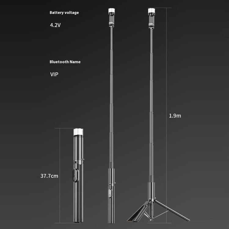 Trípode para selfies portátil con luz de belleza RGB P27-D de 1,9 m, extensible y con mecanismo automático desplegable., P27-D