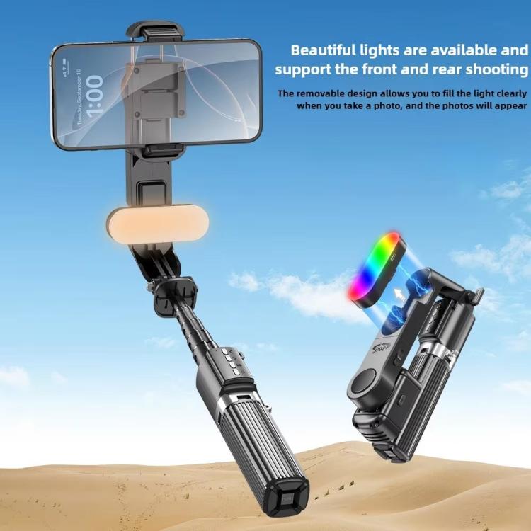 Trípode para teléfono con trípode y estabilizador de cardán LED extensible Q35 con luz de relleno., Q35