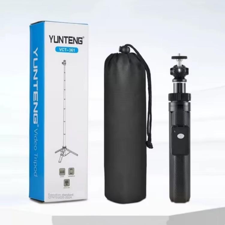 YUNTENG VCT-361 Palo selfie para cámara de acción, trípode magnético Bluetooth, monopié extensible, VCT-361