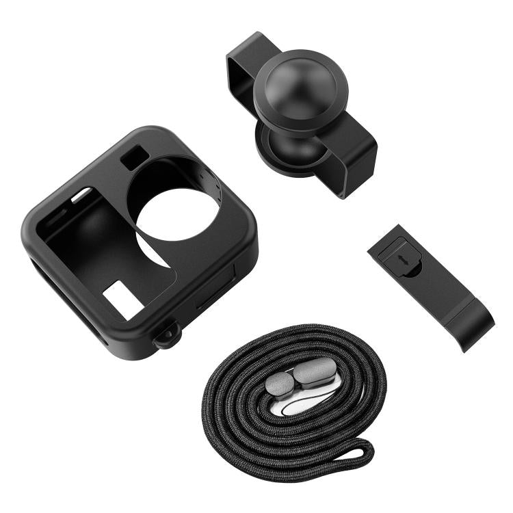 Carcasa protectora de silicona para el cuerpo con tapas para lentes dobles, correa y tapa lateral para la batería., For GoPro MAX2 Silicone Shell with Dual Lens Cap