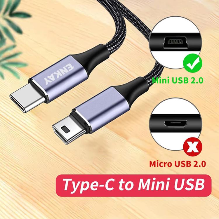 Cable de carga y datos ENKAY USB-C / Tipo-C a Mini USB 2.0 para cámaras digitales / reproductores MP3, longitud 1 m, straight head