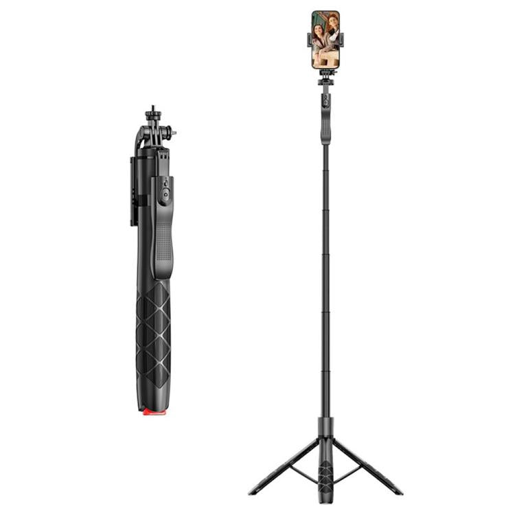 Trípode autodesplegable L16TT con soporte de suelo antivibración, poste de aleación de aluminio y palo selfie extensible., L16TT