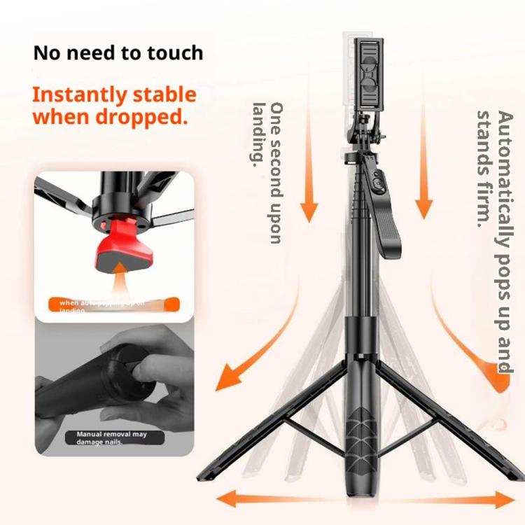 Trípode autodesplegable L16TT con soporte de suelo antivibración, poste de aleación de aluminio y palo selfie extensible., L16TT