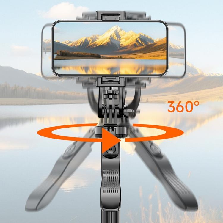 Trípode autodesplegable L16TT con soporte de suelo antivibración, poste de aleación de aluminio y palo selfie extensible., L16TT