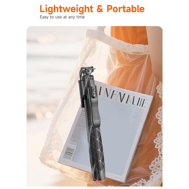 Trípode autodesplegable L16TT con soporte de suelo antivibración, poste de aleación de aluminio y palo selfie extensible., L16TT