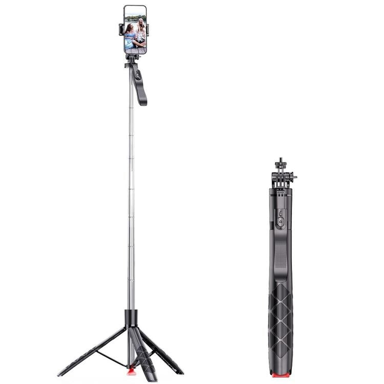 Palo selfie extensible de acero inoxidable L15TT, trípode desplegable automático, soporte de suelo antivibración., L15TT