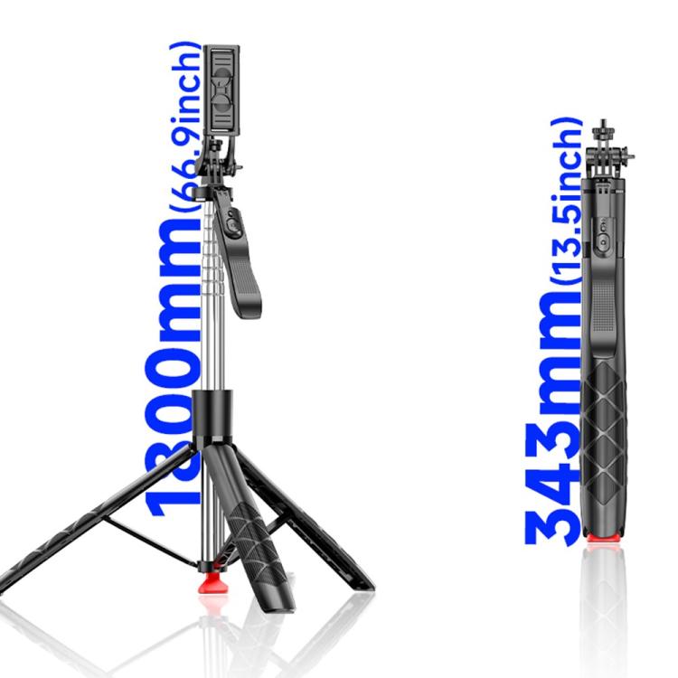 Palo selfie extensible de acero inoxidable L15TT, trípode desplegable automático, soporte de suelo antivibración., L15TT