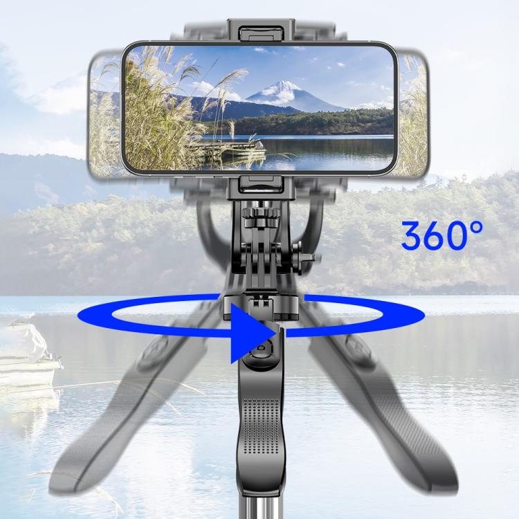 Palo selfie extensible de acero inoxidable L15TT, trípode desplegable automático, soporte de suelo antivibración., L15TT