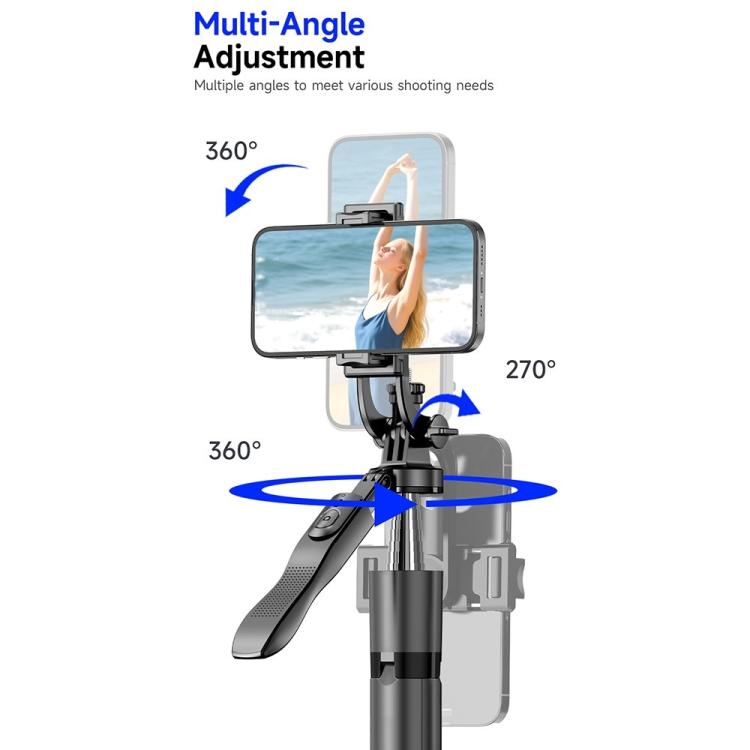 Palo selfie extensible de acero inoxidable L15TT, trípode desplegable automático, soporte de suelo antivibración., L15TT