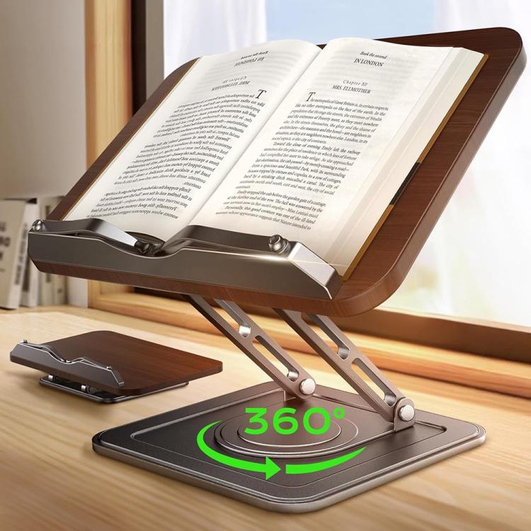 Soporte para portátil con panel de madera RS-01, soporte para libros de escritorio, soporte de lectura giratorio multifuncional, RS-01