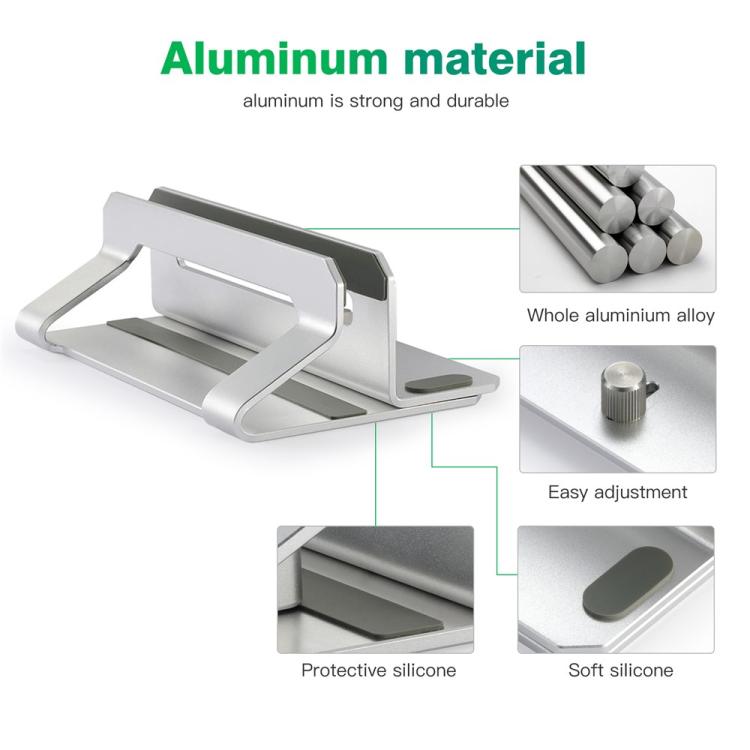 D051 Organizador de escritorio vertical de aleación de aluminio que ahorra espacio para portátiles de hasta 17,3 pulgadas., D051