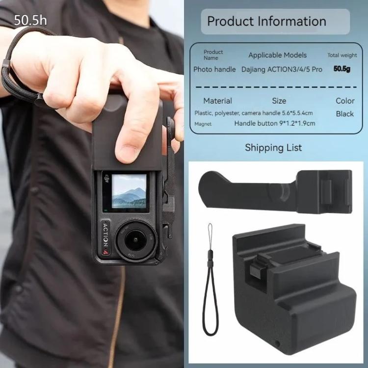 Empuñadura con base de montaje de liberación rápida magnética, For DJI Osmo Action 5 Pro / 4 / 3