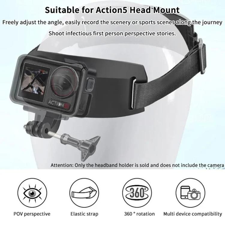Correa de montaje para la cabeza compatible con DJI Action 5 Pro / 4 / 3, grabadora de conducción manos libres y cámara deportiva., Headband Mount, Headband Extended Mount