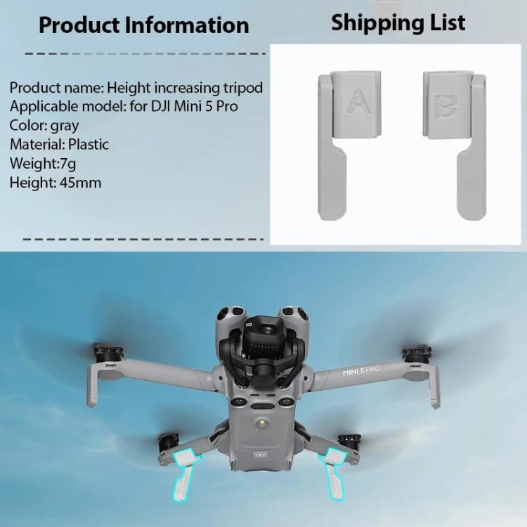 Extensor de tren de aterrizaje plegable no desmontable, For DJI Mini 5 Pro