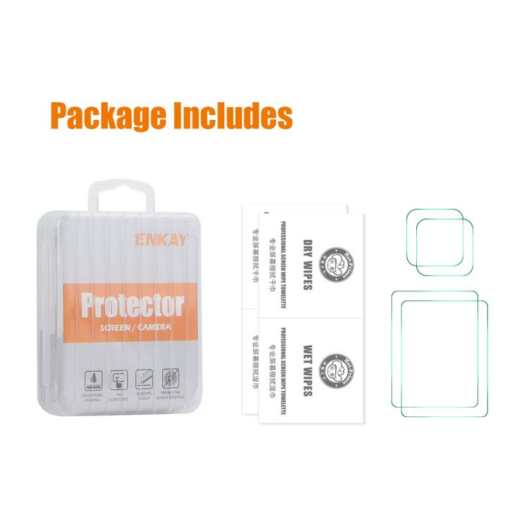 2 juegos de protectores de pantalla de vidrio templado ENKAY de 0,2 mm y dureza 9H para la cámara frontal y trasera., For GoPro LIT HERO