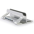 D051-3 Organizador de escritorio vertical de aleación de aluminio para portátil con concentrador de 4 puertos USB, D051-3