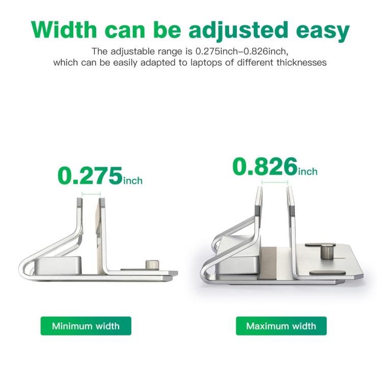 D051-3 Organizador de escritorio vertical de aleación de aluminio para portátil con concentrador de 4 puertos USB, D051-3