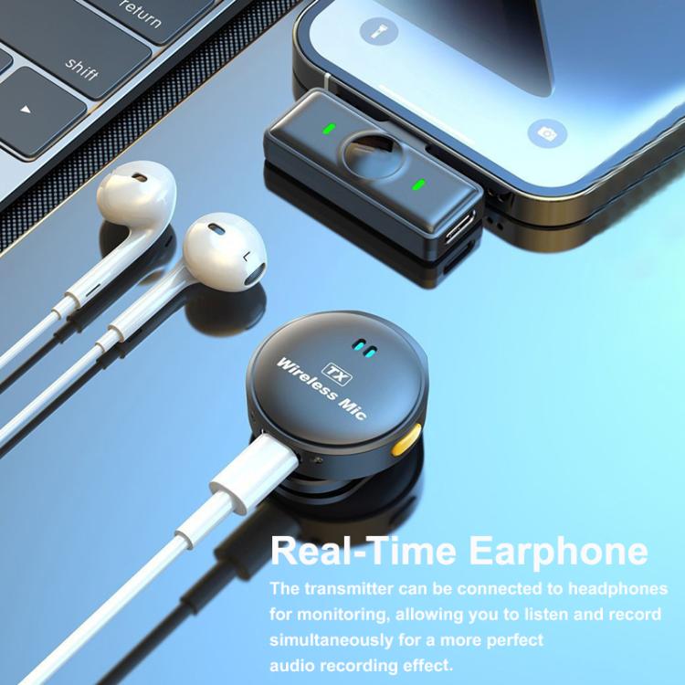 Micrófono de solapa inalámbrico con reducción de ruido DS-Q8, USB-C Receiver, 8 Pin Receiver